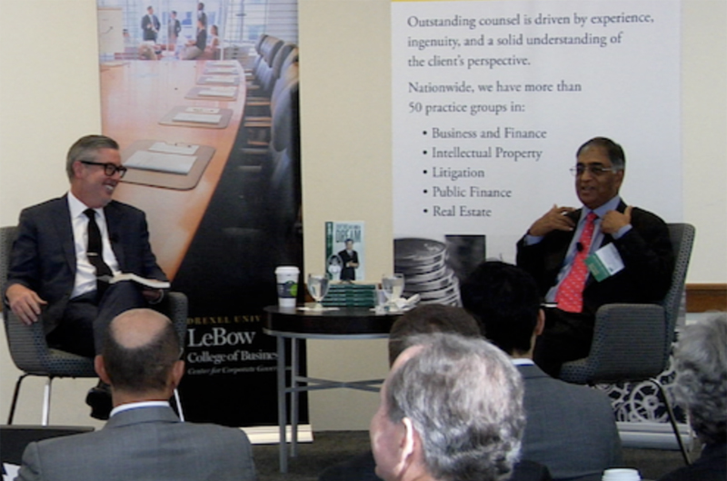 Drexel President John Fry and Raj Gupta at an event